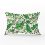 - Rh-Dik-8416-Gorsel1 - Realhomes Renkli Zemin Üzerinde Yaprak Desenli Dijital Baskılı Modern Dikdörtgen Yastık Kırlent Kılıfı Realhomes