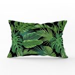 - Rh-Dik-8428-Gorsel1 - Realhomes Siyah Zemin Üzerinde Yeşil Yaprak Desenli Dikdörtgen Yastık Kırlent Kılıfı Realhomes
