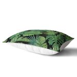 - Rh-Dik-8428-Gorsel2 - Realhomes Siyah Zemin Üzerinde Yeşil Yaprak Desenli Dikdörtgen Yastık Kırlent Kılıfı Realhomes