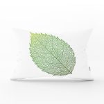 Beyaz Zemin Üzerinde Yeşil Sonbahar Yaprak Desenli Modern Dikdörtgen Yastık Kırlent Kılıfı Realhomes