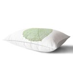 Beyaz Zemin Üzerinde Yeşil Sonbahar Yaprak Desenli Modern Dikdörtgen Yastık Kırlent Kılıfı Realhomes