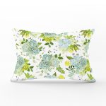 - Rh-Dik-8436-Gorsel1 - Realhomes Beyaz Zemin Üzerinde Yeşil Rengarenk Çiçek Desenli Modern Dikdörtgen Yastık Kırlent Kılıfı Realhomes