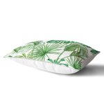 Beyaz Zemin Üzerinde Yeşil Yaprak Desenli Dikdörtgen Yastık Kırlent Kılıfı Realhomes
