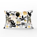 - Rh-Dik-8438-Gorsel1 - Realhomes Beyaz Zemin Üzerinde Gold Detaylı Yaprak Desenli Modern Dikdörtgen Yastık Kırlent Kılıfı Realhomes