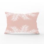 - Rh-Dik-8441-Gorsel1 - Realhomes Pastel Zeminli Beyaz Yaprak Desenli Dijital Baskılı Modern Dikdörtgen Yastık Kırlent Kılıfı Realhomes