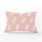 - Rh-Dik-8446-Gorsel1 - Realhomes Pastel Zeminli Beyaz Yaprak Desenli Dijital Baskılı Modern Dikdörtgen Yastık Kırlent Kılıfı Realhomes