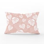 - Rh-Dik-8447-Gorsel1 - Realhomes Pastel Zeminli Beyaz Yaprak Desenli Dijital Baskılı Modern Dikdörtgen Yastık Kırlent Kılıfı Realhomes