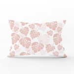 - Rh-Dik-8448-Gorsel1 - Realhomes Pastel Zeminli Beyaz Yaprak Desenli Dijital Baskılı Modern Dikdörtgen Yastık Kırlent Kılıfı Realhomes