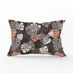 - Rh-Dik-8451-Gorsel1 - Realhomes Siyah Zeminli Renkli Yaprak Desenli Dijital Baskılı Modern Dikdörtgen Yastık Kırlent Kılıfı Realhomes