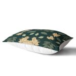 Siyah Zemin Üzerinde Yaprak Desenli Dijital Baskılı Modern Dikdörtgen Yastık Kırlent Kılıfı Realhomes