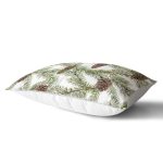 Beyaz Zemin Üzerinde Kozalak Desenli Dijital Baskılı Modern Dikdörtgen Yastık Kırlent Kılıfı Realhomes