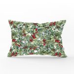 - Rh-Dik-8467-Gorsel1 - Realhomes Beyaz Zemin Üzerinde Yaprak Desenli Kiraz Motifli Modern Dikdörtgen Yastık Kırlent Kılıfı Realhomes