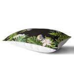 - Rh-Dik-8470-Gorsel2 - Realhomes Siyah Zemin Üzerinde Yaprak Desenli Dijital Baskılı Modern Dikdörtgen Yastık Kırlent Kılıfı Realhomes