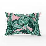 - Rh-Dik-8472-Gorsel1 - Realhomes Pastel Zeminli Yeşil Yaprak Desenli Dijital Baskılı Modern Dikdörtgen Yastık Kırlent Kılıfı Realhomes