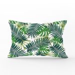 - Rh-Dik-8474-Gorsel1 - Realhomes Beyaz Zemin Üzerinde Yeşil Yaprak Desenli Dikdörtgen Yastık Kırlent Kılıfı Realhomes