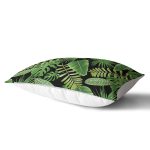 - Rh-Dik-8475-Gorsel2 - Realhomes Siyah Zemin Üzerinde Yeşil Yaprak Desenli Dikdörtgen Yastık Kırlent Kılıfı Realhomes