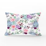 Beyaz Zemin Üzerinde Rengarenk Çiçek Desenli Dikdörtgen Yastık Kırlent Kılıfı Realhomes