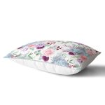 Beyaz Zemin Üzerinde Rengarenk Çiçek Desenli Dikdörtgen Yastık Kırlent Kılıfı Realhomes