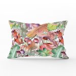 Beyaz Zemin Üzerinde Rengarenk Çiçek Desenli Dikdörtgen Yastık Kırlent Kılıfı Realhomes