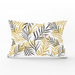 - Rh-Dik-8489-Gorsel1 - Realhomes Beyaz Zemin Üzerinde Gold Detaylı Yaprak Desenli Modern Dikdörtgen Yastık Kırlent Kılıfı Realhomes