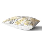 - Rh-Dik-8489-Gorsel2 - Realhomes Beyaz Zemin Üzerinde Gold Detaylı Yaprak Desenli Modern Dikdörtgen Yastık Kırlent Kılıfı Realhomes