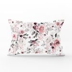 Beyaz Zemin Üzerinde Rengarenk Çiçek Desenli Dikdörtgen Yastık Kırlent Kılıfı Realhomes