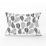 - Rh-Dik-8503-Gorsel1 - Realhomes Beyaz Zemin Üzerinde Siyah Yaprak Desenli Dikdörtgen Yastık Kırlent Kılıfı Realhomes