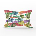 Beyaz Zemin Üzerinde Renkli Çizgili Dijital Baskılı Modern Dikdörtgen Yastık Kırlent Kılıfı Realhomes