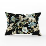 - Rh-Dik-8514-Gorsel1 - Realhomes Siyah Zemin Üzerinde Rengarenk Çiçek Desenli Dikdörtgen Yastık Kırlent Kılıfı Realhomes