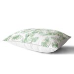 Beyaz Zemin Üzerinde Yeşil Yaprak Desenli Dikdörtgen Yastık Kırlent Kılıfı Realhomes