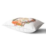 Beyaz Zeminli Bal Kabağı Desenli Dijital Baskılı Modern Dikdörtgen Yastık Kırlent Kılıfı Realhomes