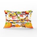 Beyaz Zemin Üzerinde Siyah Çizgili Bal Kabağı Desenli Dikdörtgen Yastık Kırlent Kılıfı Realhomes