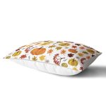 Beyaz Zemin Üzerinde Sonbahar Desenli Bal Kabağı Modern Dikdörtgen Yastık Kırlent Kılıfı Realhomes
