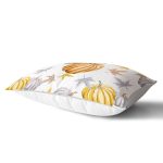 Beyaz Zeminli Bal Kabağı Desenli Dijital Baskılı Modern Dikdörtgen Yastık Kırlent Kılıfı Realhomes