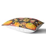 Siyah Zeminli Bal Kabağı Desenli Dijital Baskılı Modern Dikdörtgen Yastık Kırlent Kılıfı Realhomes