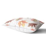 Beyaz Zeminli Sonbahar Yaprak Desenli Dijital Baskılı Modern Dikdörtgen Yastık Kırlent Kılıfı Realhomes
