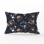 Siyah Zemin Üzerinde Rengarenk Çiçek Desenli Dikdörtgen Yastık Kırlent Kılıfı Realhomes