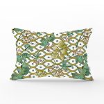 Beyaz Zemin Üzerinde Yeşil Puantiyeli Yaprak Desenli Dikdörtgen Yastık Kırlent Kılıfı Realhomes