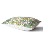 Beyaz Zemin Üzerinde Yeşil Puantiyeli Yaprak Desenli Dikdörtgen Yastık Kırlent Kılıfı Realhomes