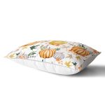 Beyaz Zeminli Bal Kabağı Desenli Dijital Baskılı Modern Dikdörtgen Yastık Kırlent Kılıfı Realhomes