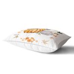 Beyaz Zeminli Bal Kabağı Desenli Dijital Baskılı Modern Dikdörtgen Yastık Kırlent Kılıfı Realhomes