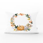 Beyaz Zeminli Bal Kabağı Desenli Dijital Baskılı Modern Dikdörtgen Yastık Kırlent Kılıfı Realhomes