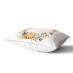 Beyaz Zeminli Bal Kabağı Desenli Dijital Baskılı Modern Dikdörtgen Yastık Kırlent Kılıfı Realhomes