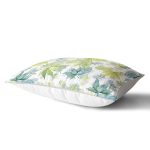 Beyaz Zemin Üzerinde Yeşil Renkli Yaprak Desenli Modern Dikdörtgen Yastık Kırlent Kılıfı Realhomes