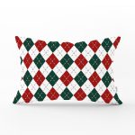 - Rh-Dik-8558-Gorsel1 - Realhomes  Beyaz Zemin Üzerinde Bordo Ve Yeşil Ekose Desenli Modern Dikdörtgen Yastık Kırlent Kılıfı Realhomes