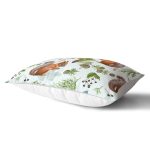 Beyaz Zemin Üzerinde Sincap Desenli Dijital Baskılı Modern Dikdörtgen Yastık Kırlent Kılıfı Realhomes