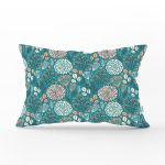 - Rh-Dik-8562-Gorsel1 - Realhomes Renkli Zemin Üzerinde Yaprak Desenli Dijital Baskılı Modern Dikdörtgen Yastık Kırlent Kılıfı Realhomes