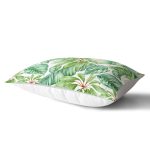 Beyaz Zemin Üzerinde Yeşil Yaprak Desenli Dikdörtgen Yastık Kırlent Kılıfı Realhomes
