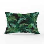 - Rh-Dik-8570-Gorsel1 - Realhomes Siyah Zemin Üzerinde Yeşil Yaprak Desenli Dikdörtgen Yastık Kırlent Kılıfı Realhomes