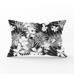 - Rh-Dik-8572-Gorsel1 - Realhomes Siyah Zeminli Beyaz Çiçek Desenli Dijital Baskılı Modern Dikdörtgen Yastık Kırlent Kılıfı Realhomes